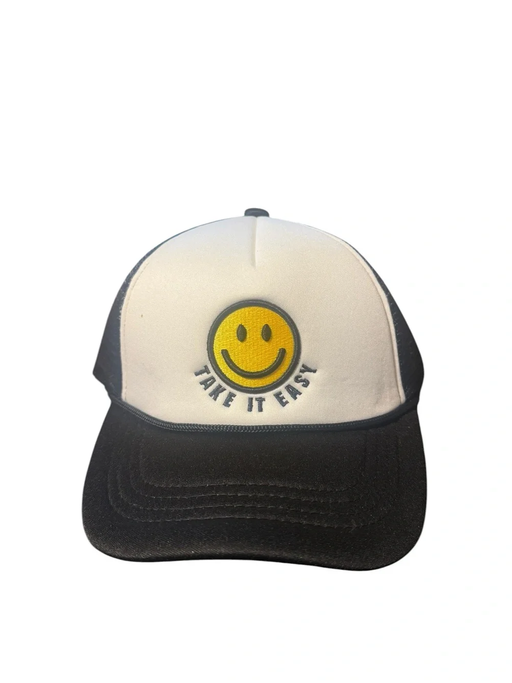 CC Beanie Black & White 'Take It Easy' Smile Cap